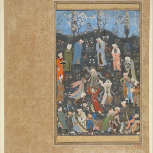 نگارهٔ «درویشان رقصان» از نسخه‌ای خطی از دیوان حافظ، آبرنگ و طلا روی کاغذ